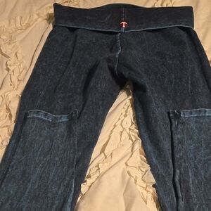Red Tale Acid Washed Blue Yoga Pants 9.5